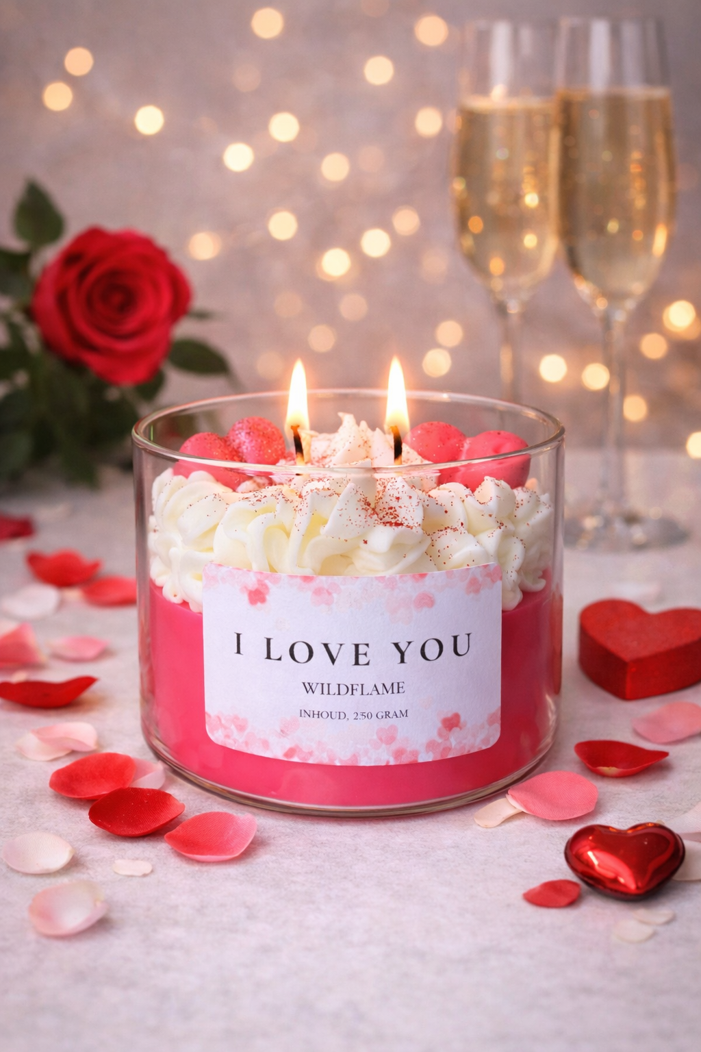 Roze hartvormige kaars