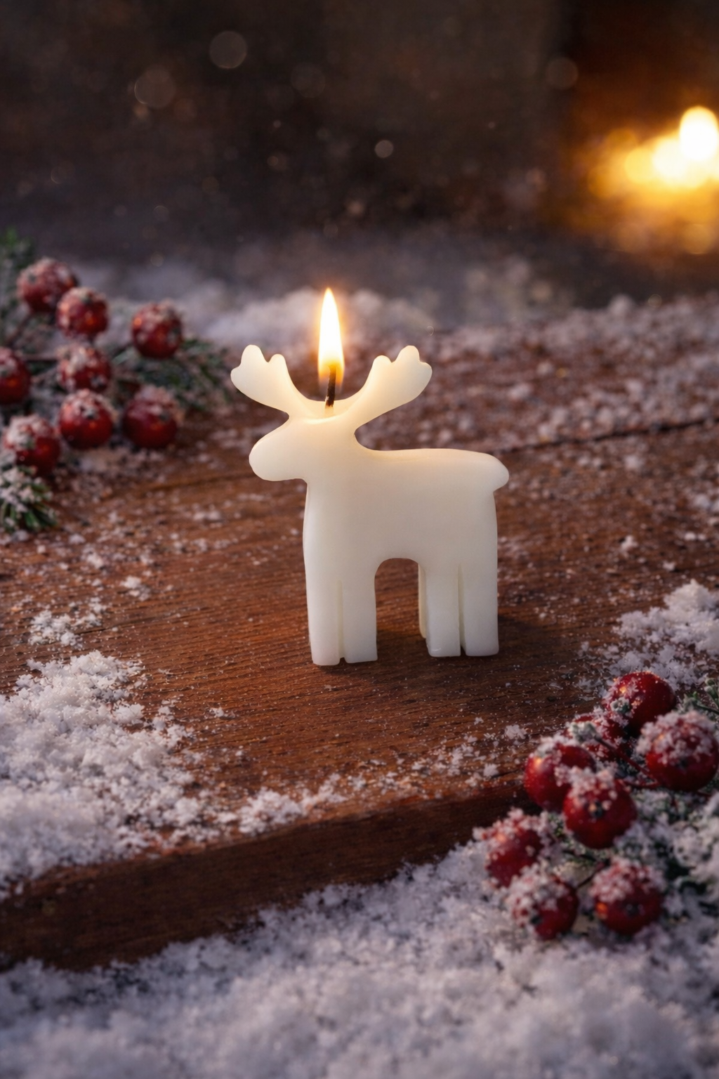 Rendier Winterfiguur kaars vanille