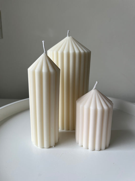 Luxe 3-delige ribbel kaarsenset – Wildflame